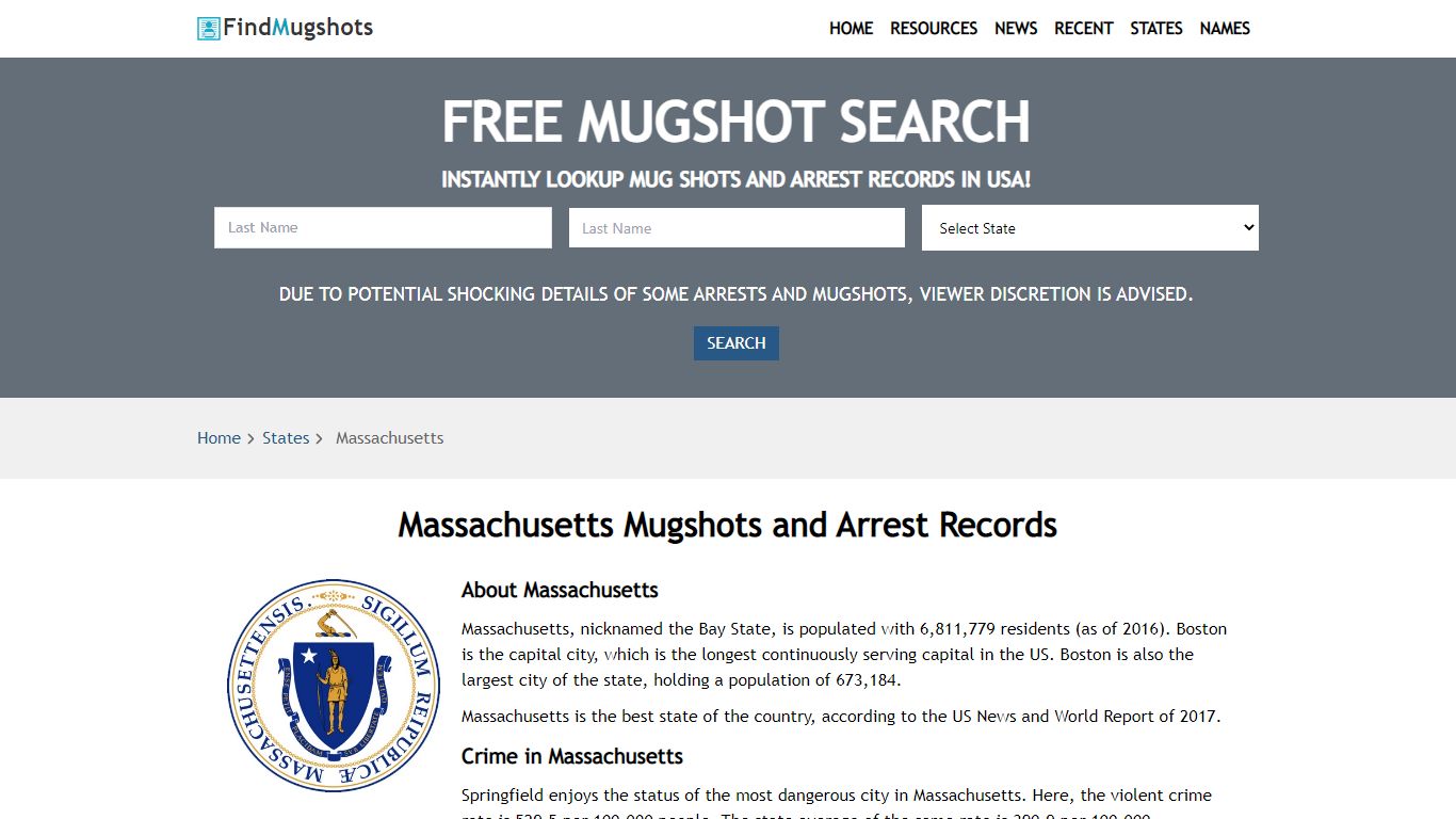 Find Massachusetts Mugshots - Find Mugshots